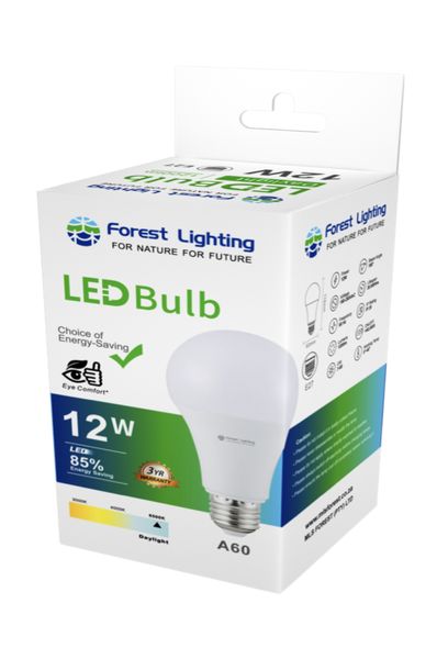10* Forest Lighting LED A60 Bulb-12W E27 Daylight-3Yrs Warranty(30000 Hrs)