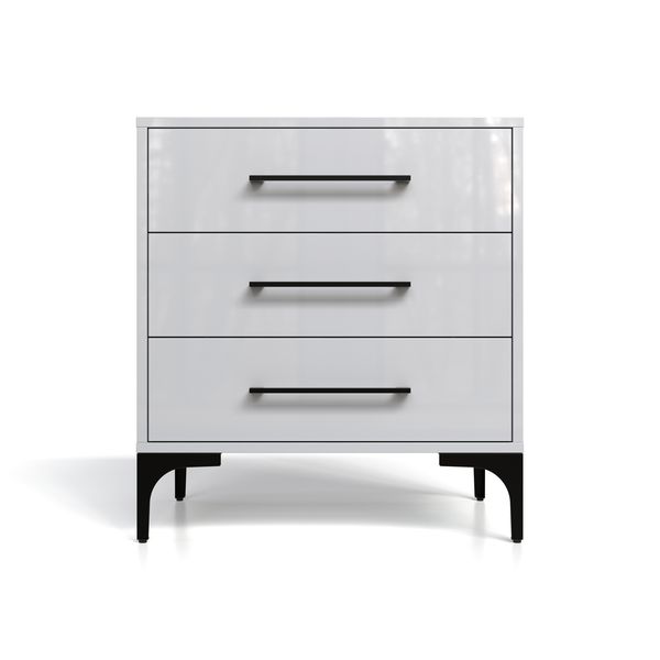 BAM! High Gloss Three Drawer Bedside Table