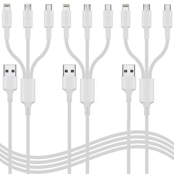 3 Pack -3 in 1 Fast Charging Cable For Smart Phones Android ,IOS &amp; Micro