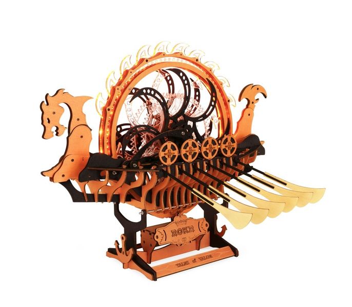 ROKR Robotime Viking Dragon Ship 229 Piece DIY 3D Mechanical Wooden Puzzle