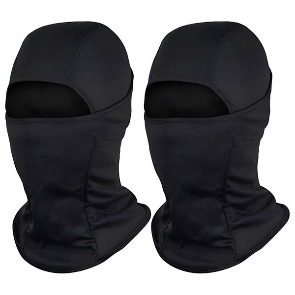 Balaclava ski mask face cover for Motorcycle Helmet Lycra Black 2 Pack