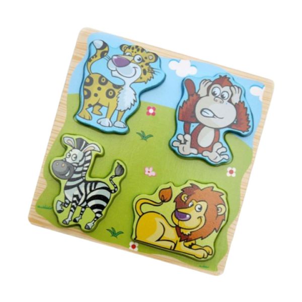 4-in-1 Wooden 3D Africa Animal Theme Pegged Puzzle F41-71-25