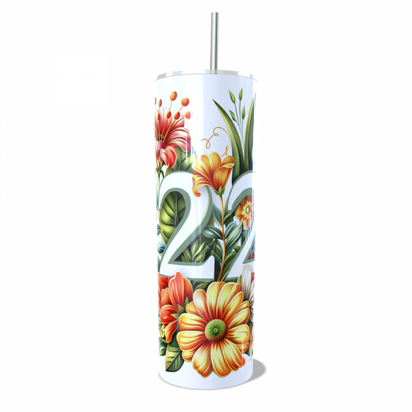 Beautiful 22th Birthday Flower Skinny Tumbler