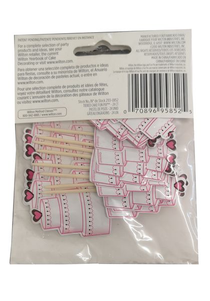 Wilton 24 Pieces Cupcake Picks Heart Wedding Cake Party Toppers Decoration