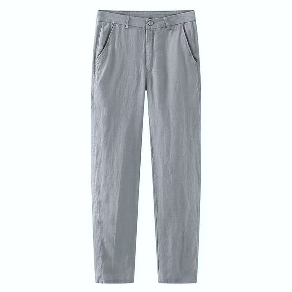 Casual Pants For Men Linen Trousers Men's Cotton Linen Blend Chino - Grey