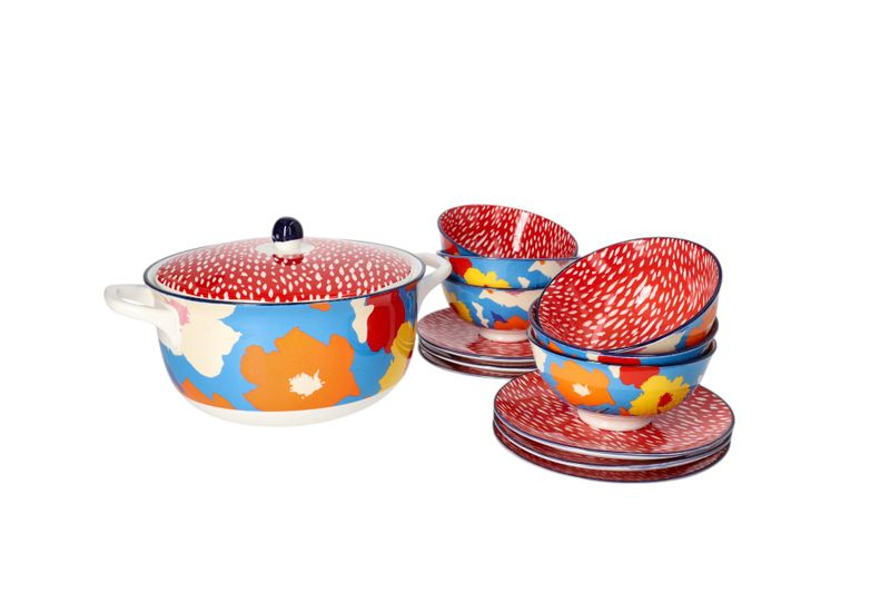 Danny home Serving Bohemian Casserole,Bowls,Plates Set-14Pcs