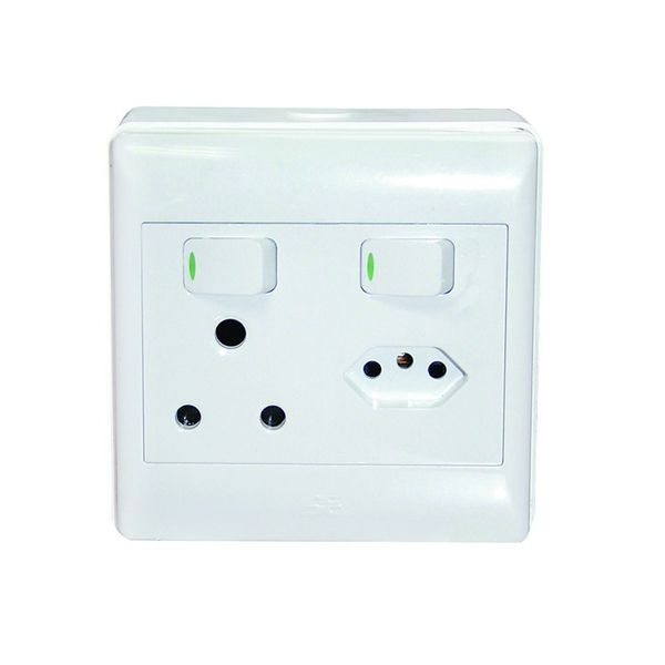 ACDC - White 1x16A And 1 Euro Sw Socket Outlet 4x4 C/W Surface Box