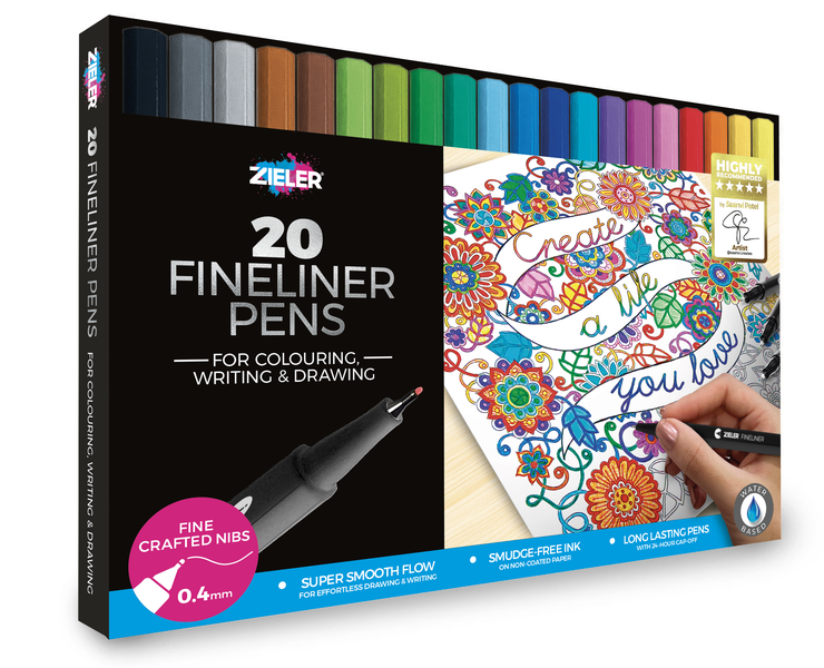 Zieler Colour Fine Liner 0.4MM Set of 20