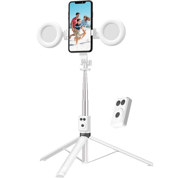 Apauls Selfie Stick Tripod with Fill Light, Phone Selfie Stick,Scalable1.7m