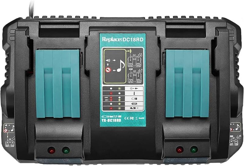 Dual Ports Fast Charger Compatible with Makita 14.4V-18V Batteries