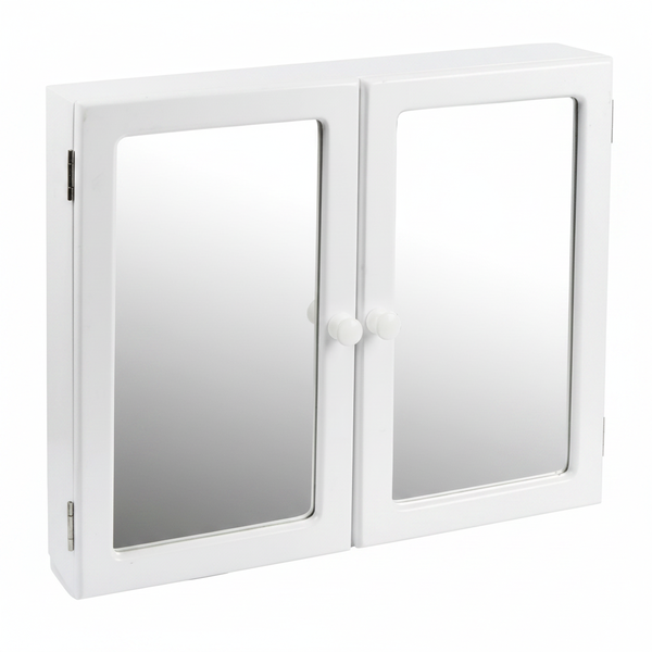 Home White Solid Wood Double Bathroom Cabinet - Wall-Mounted