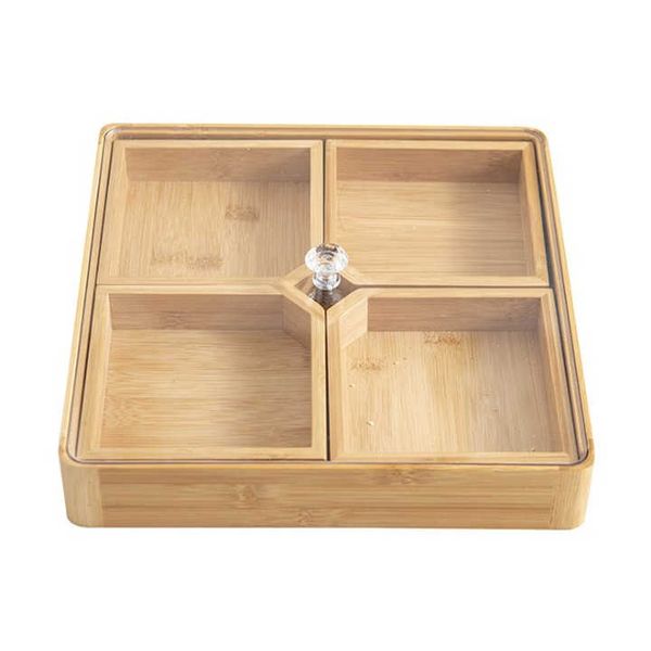 Wood Serving Tray With Lid Removable Dividers.MTX11