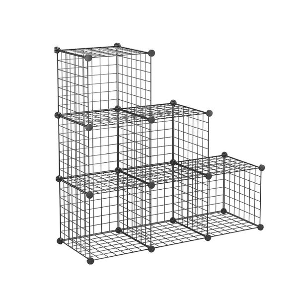 Metal Wire Grid 6 Cube Home Bookcase Closet Storage Shelve Mesh Organizer