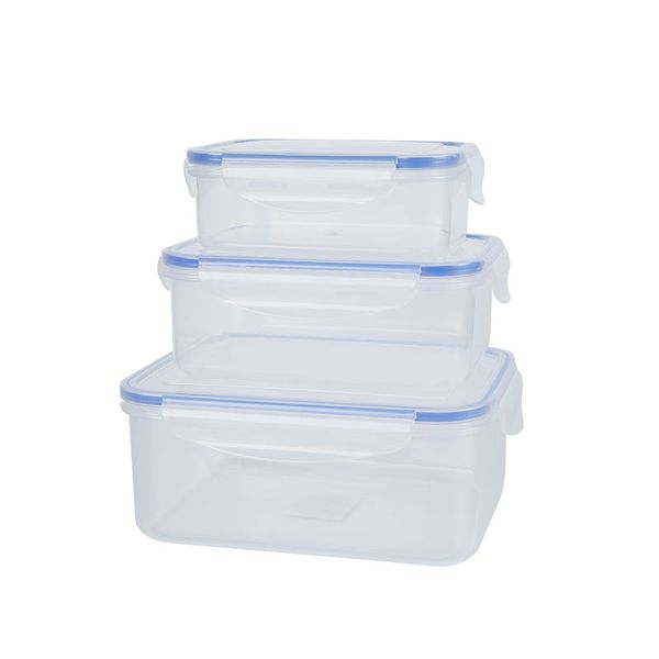 3 Pcs Rectangular Food Container with Leakproof Plastic Lid