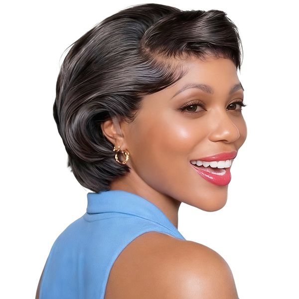 HD Lace Frontal 13x4 Pixie Cut Glueless Short Wig Straight Hair Black In