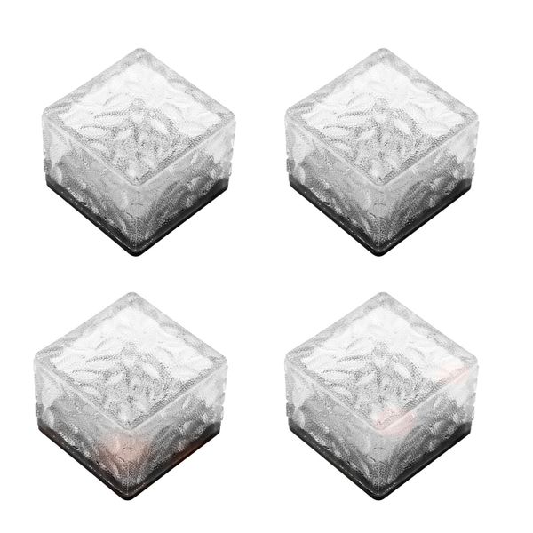 4 Pieces Ice White Paved Solar Brick Lights