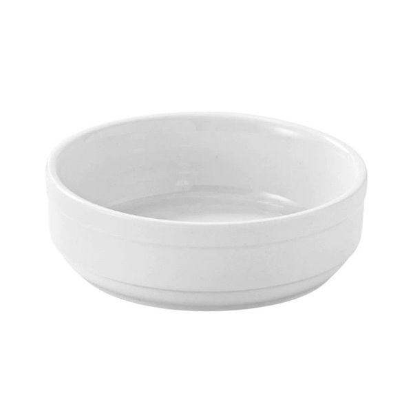 Porcelain Double-Line Bowl with Flat Bottom - 5 Inch - White