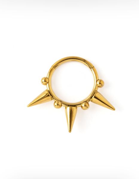Edgy Spiked Septum Ring with Beaded Accents