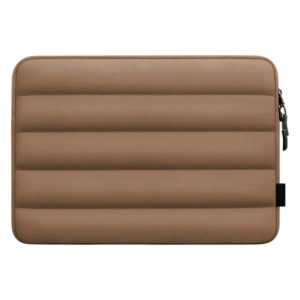 15.6" Protective Puffer Design Laptop Case With Smooth Zipper Closure-Brown
