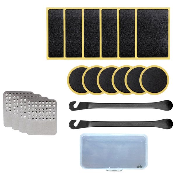 19 Pieces/Set Bicycle Tire Patches Puncture Repair Kit with Storage Box