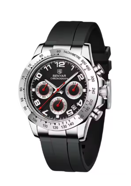 Benyar Eclipse Chronograph Quartz Men's Watch - Silicone Strap
