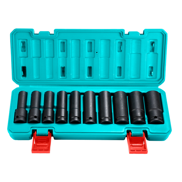 TOTAL Socket Set Deep Impact 1/2" Drive - 10 Pieces