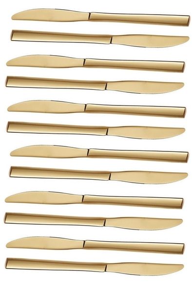 Table Knife 12pc Square Handle Colours Stainless Steel.