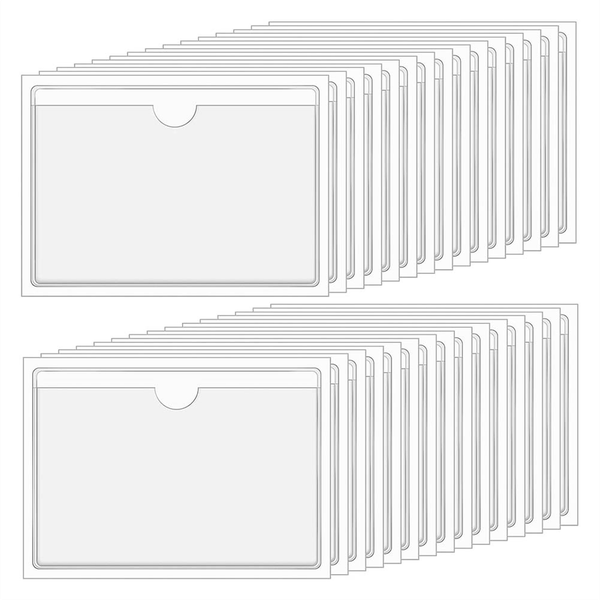 Clear Adhesive Pockets 4X6In Index Card Pockets Self Adhesive (30PCS)