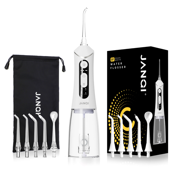 JANQI D7 Water Flosser for Teeth, Braces - Family Nozzle Pack