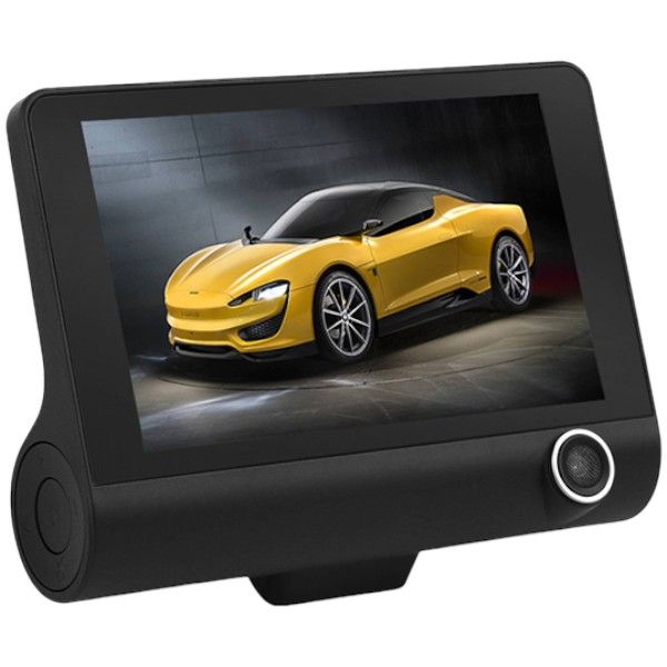 1080p Full HD Triple Lens Car DashCam With Auto Video Recorder - Black