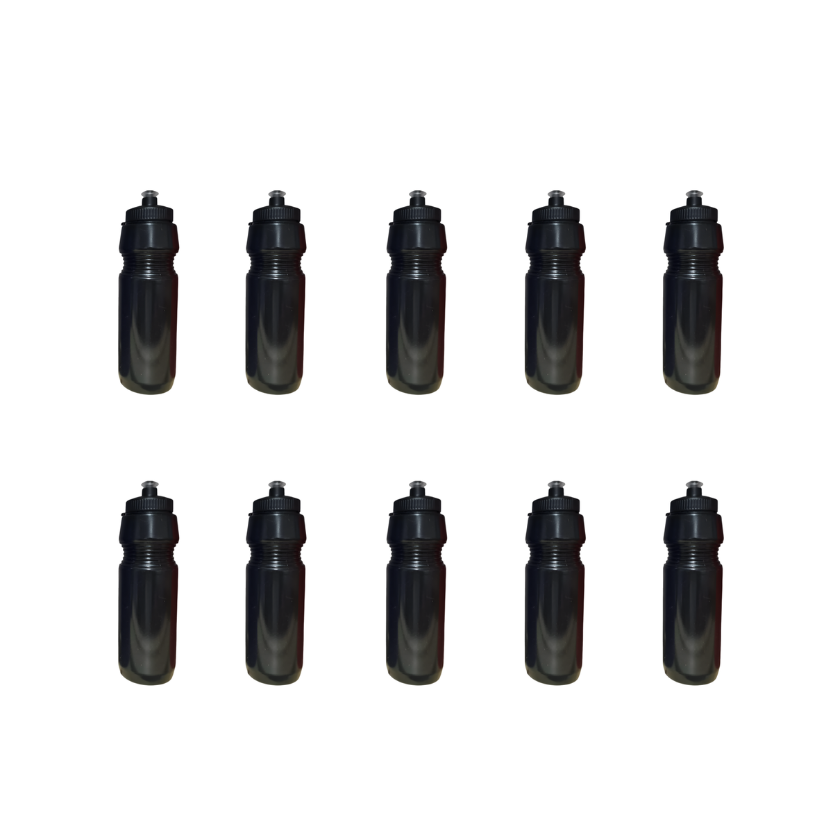 Sports Water Bottles - Bulk Durable Hydration Bottles Black 750ml - 10 Pack