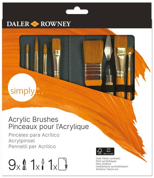 D-R Simply Brush Set Acrylic Sh Zip Case 10 Pc