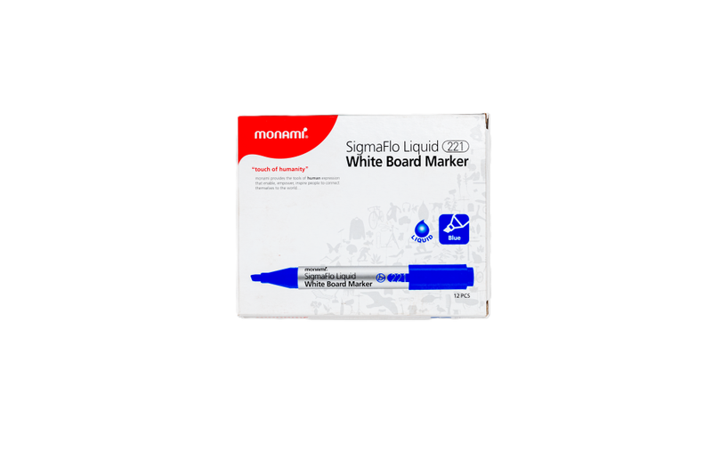 MONAMI SigmaFlo Water Based Marker 221 Chisel Box 12's Blue