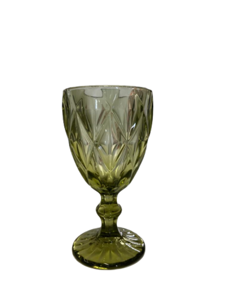 Crystal Vintage Colored Wine Glasses - Set of 6 (Green)