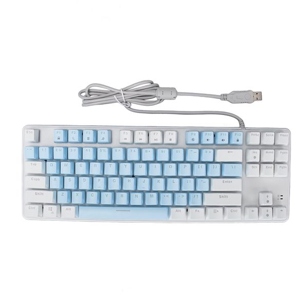 Mechanical Keyboard PC 87 Key RGB Blue White