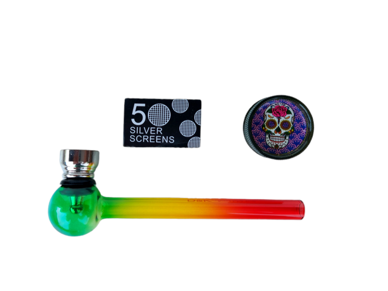 See-Thru Glass Blunt Pipe with grinder for Smoking Dry Herb &amp; Tobacco