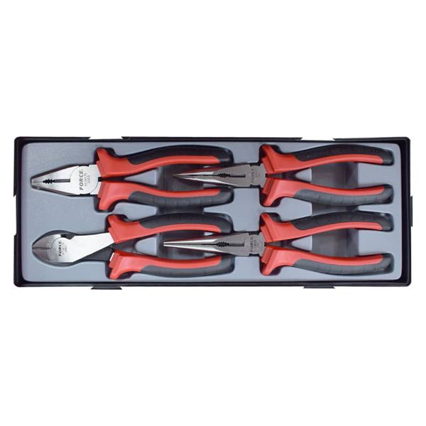 Force 4Pc Plier Set 8 Long Nose Straight 90 Deg 7 Combi 7 Diagonal