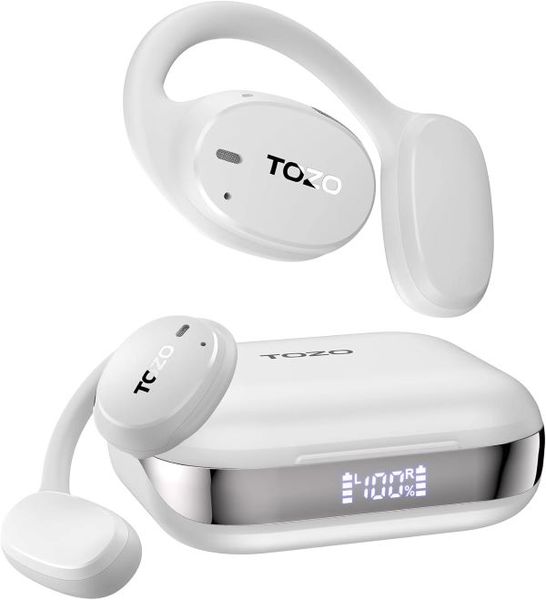 TOZO Open Ear Wireless Bluetooth Earphones for Running and Sport | White