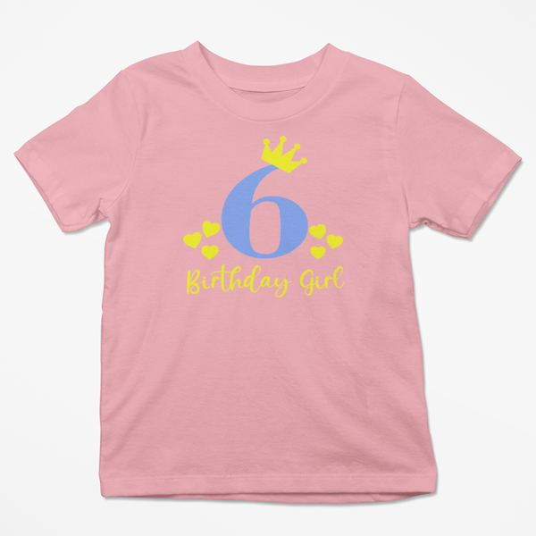 6 Years Old Birthday Girl Pink Kids T-Shirt