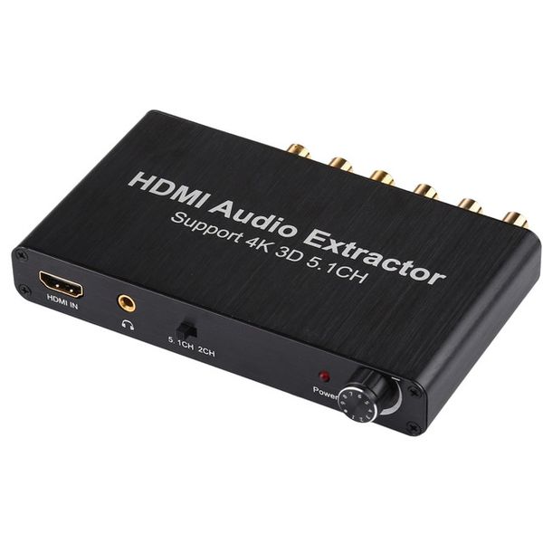 4K 3D HDMI 5.1CH Audio Decoder Extractor w/RCA &amp; 3.5mm Output - Black