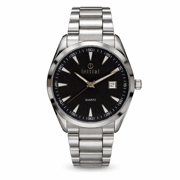 Initial Men Wach- Stainless Steel Strap With Black Screen Inside