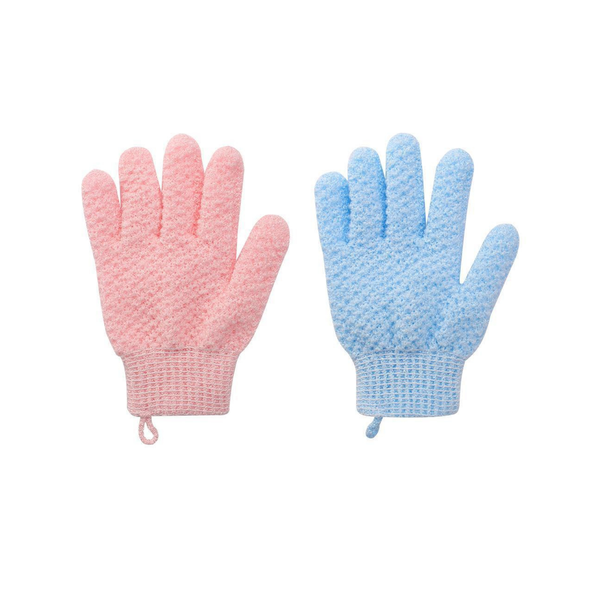 Exfoliating-Double Sided Shower Gloves 2 Pairs, Five-Finger Bathing Gloves