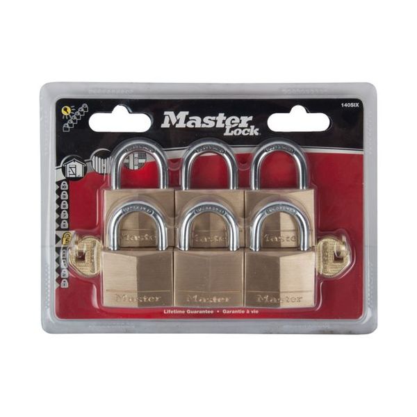 Mackie - Master Pad Lock Brass 6Pack 40mm Keyd Alike