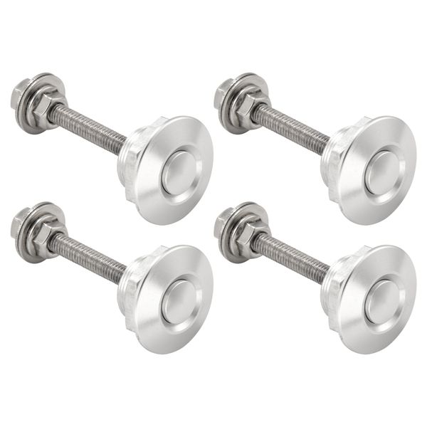 4 X Quick Release Push Hood Latch Button Car Pin Bonnet Lock Silver