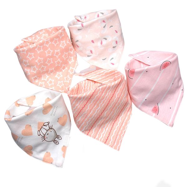 5pcs Saliva Towel Triangle Scarf Baby Bib Easy Clean Cute Gift Drooling