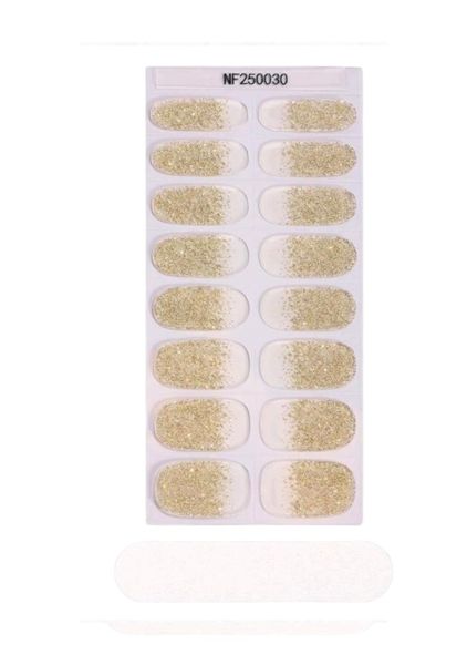 16-Piece Semi-Cured Gel Nail Strips - Champagne Gold Glitter Gradient