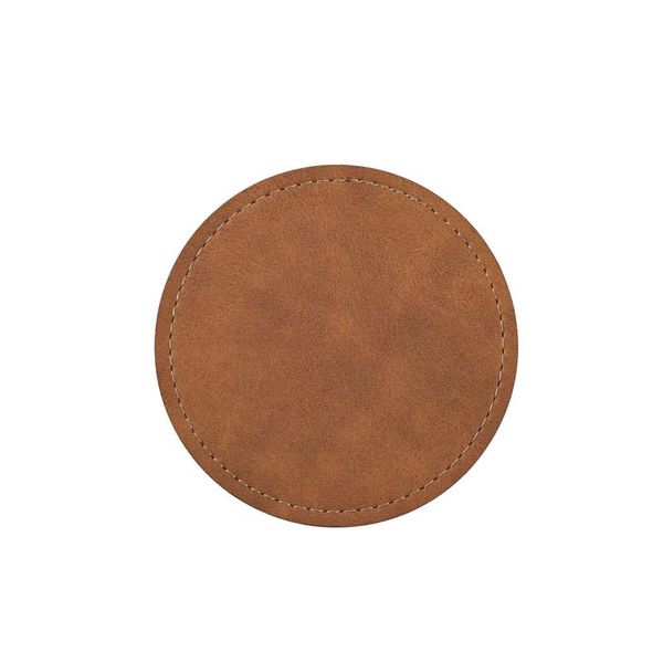 Vintage Faux Leather Round Coaster Thick Stitched Drink