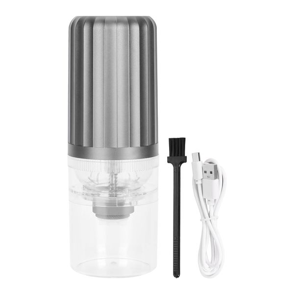 Coffee Grinder Adjustable Electric USB Rechargeable for Bean Grinding Gray