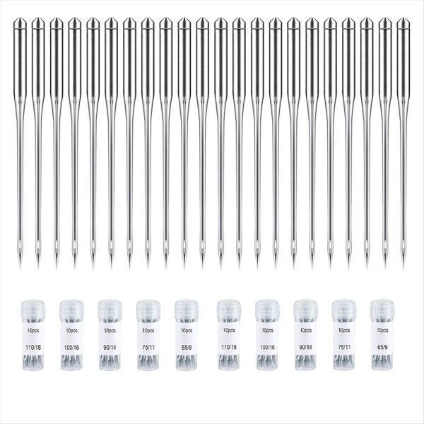 100PCS Sewing Machine Needles Regular Point Needle for Singer Brother, Asso
