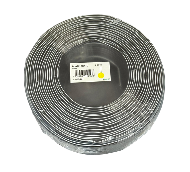 Ripcord/ Speaker Cable BLACK with White tracer line 100m - SiRCONY